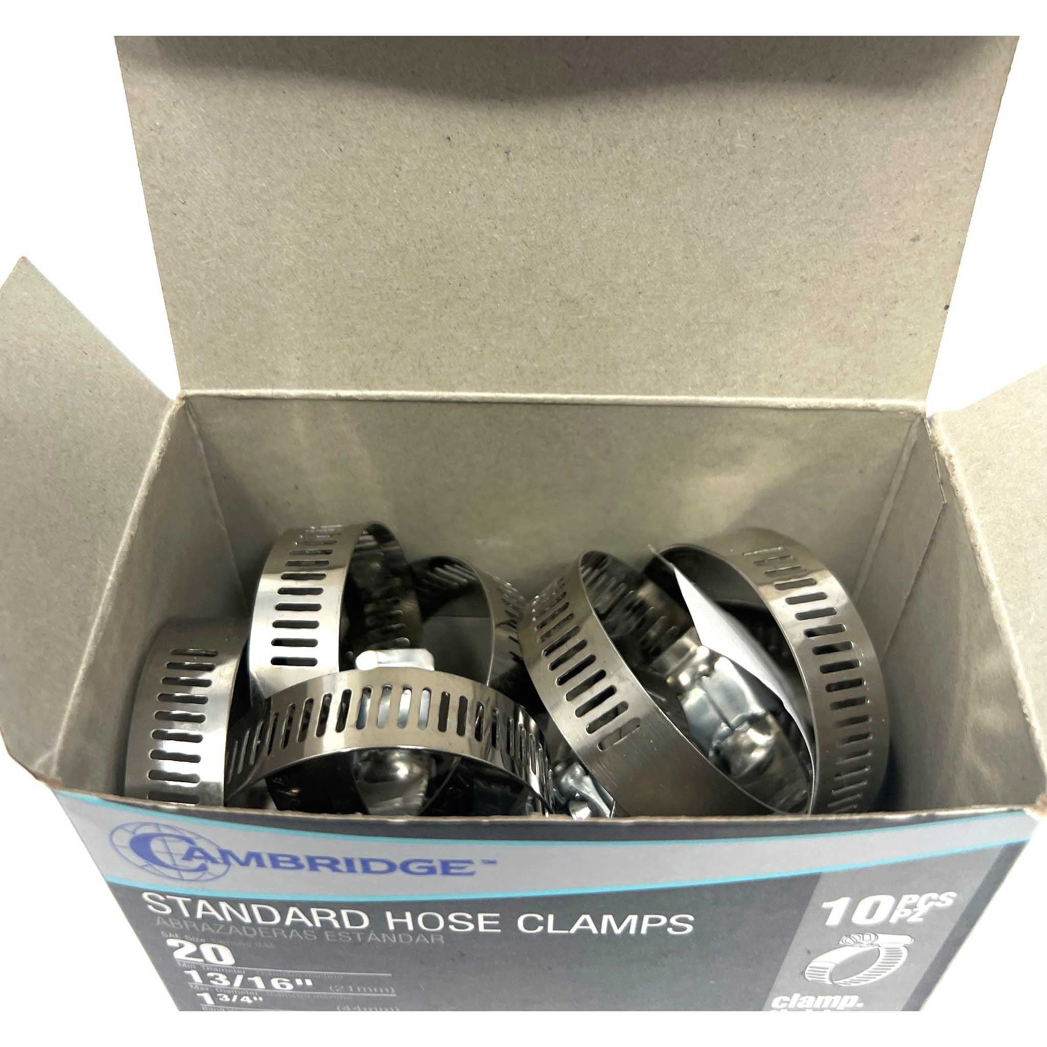 #20 - 13/16 TO 1-3/4 STANDARD HOSE CLAMP (Box of 10)
