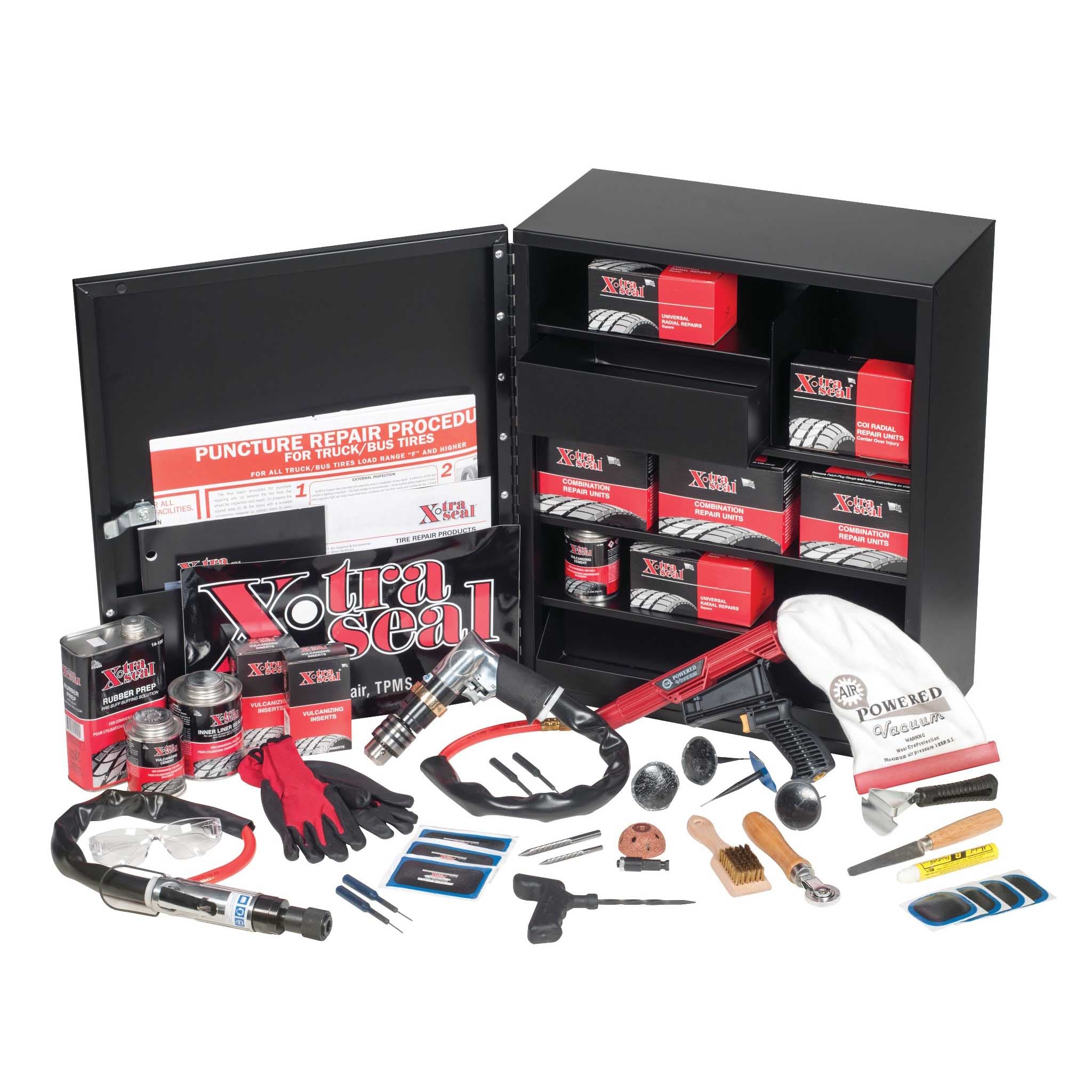 Xtra Seal Tire Repair Cabinet with H.D. Product Assortment