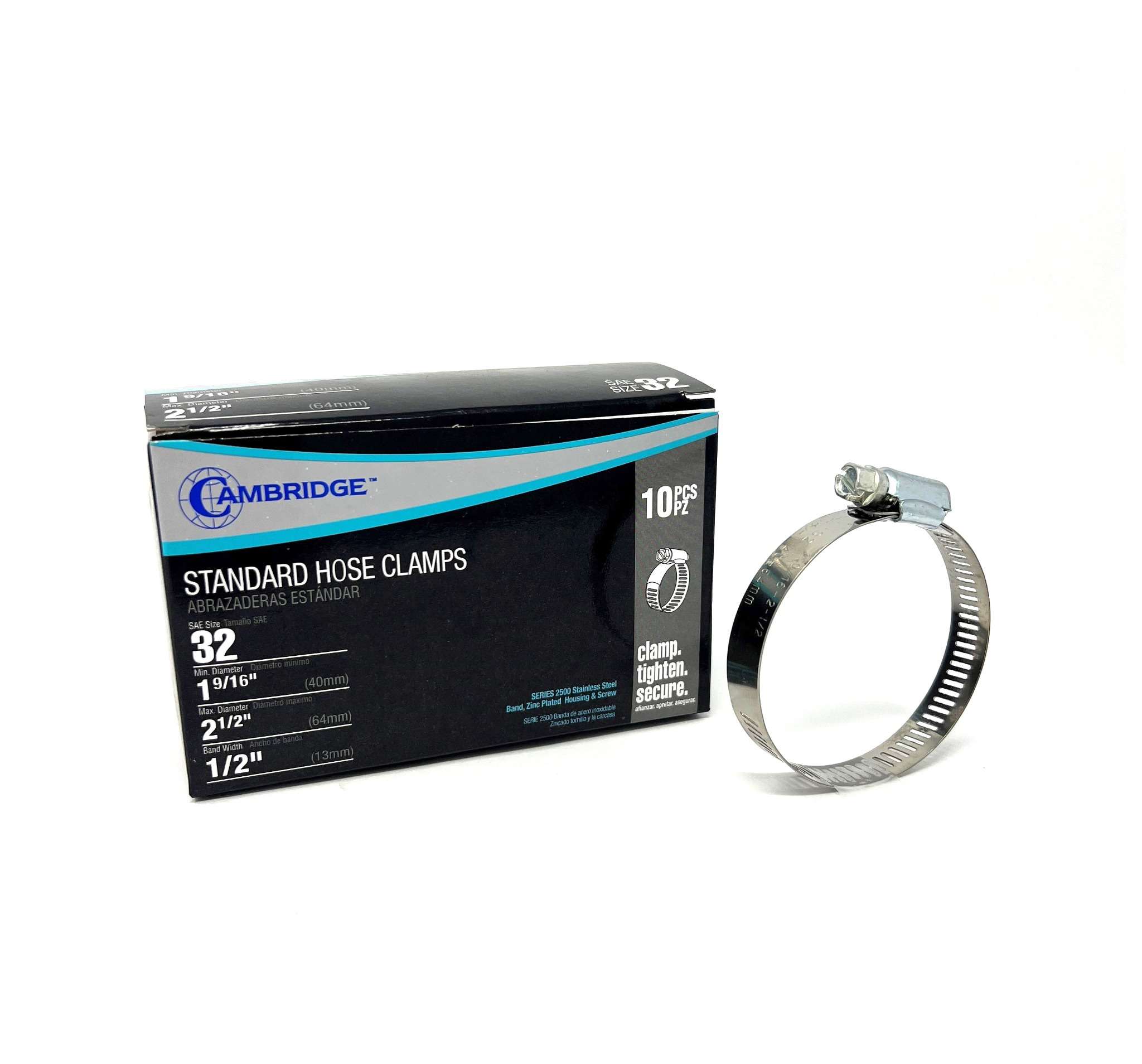 #32   1 9/16 TO 2 1/2 STANDARD HOSE CLAMP (Box of 10)