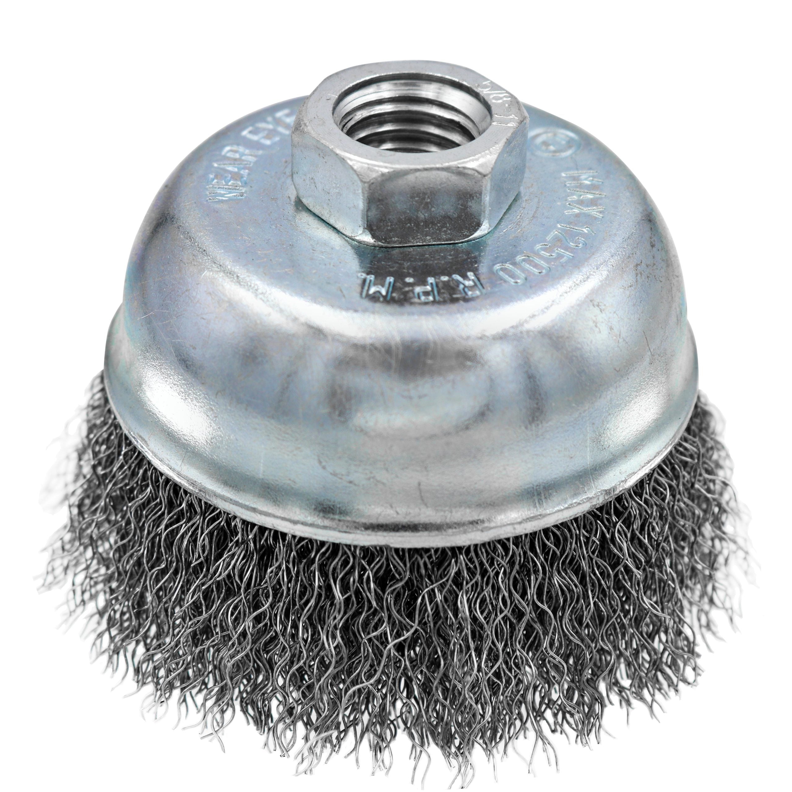 Crimped Wire Wheel Brush, 3" x 5/8-11 AH - 0.014 Wire