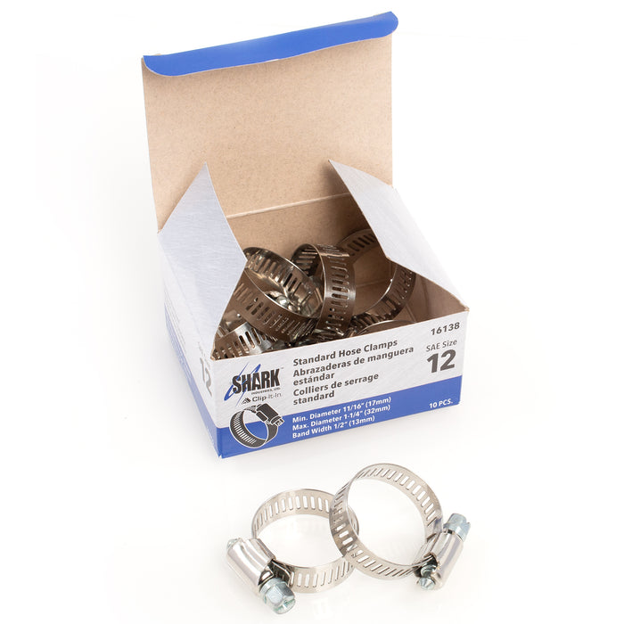 Hose Clamp - #12, Standard, Ventilated, Stainless - 10pk
