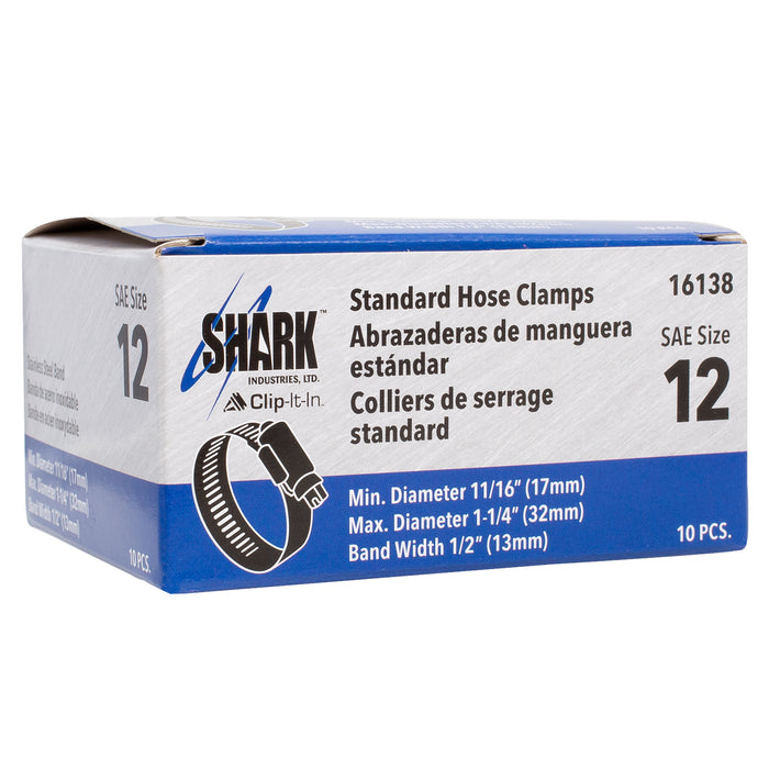 Hose Clamp - #12, Standard, Ventilated, Stainless - 10pk