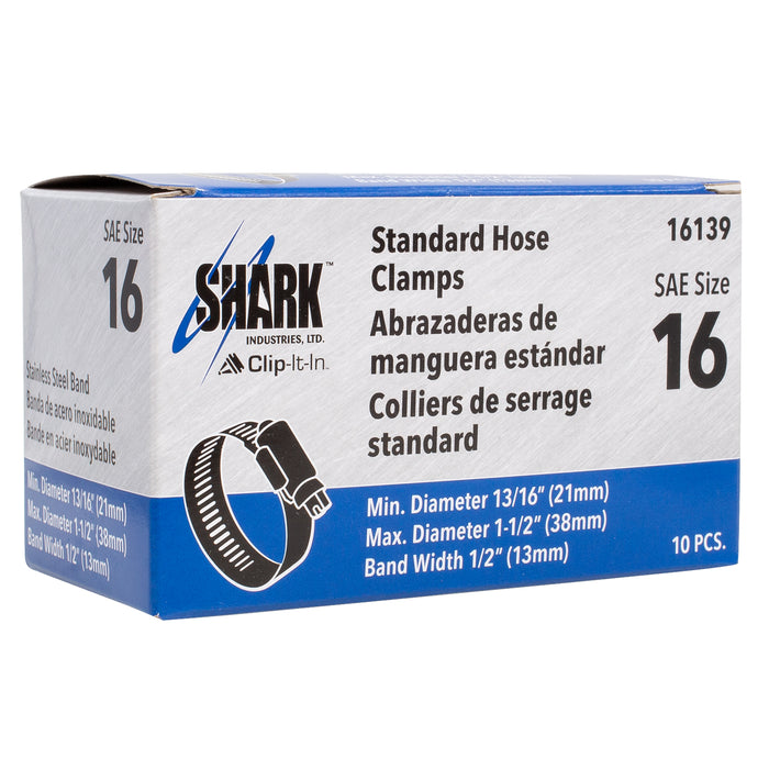 Hose Clamp - #16, Standard, Ventilated, Stainless - 10pk