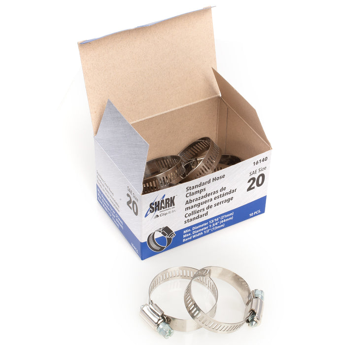 Hose Clamp - #20, Standard, Ventilated, Stainless - 10pk