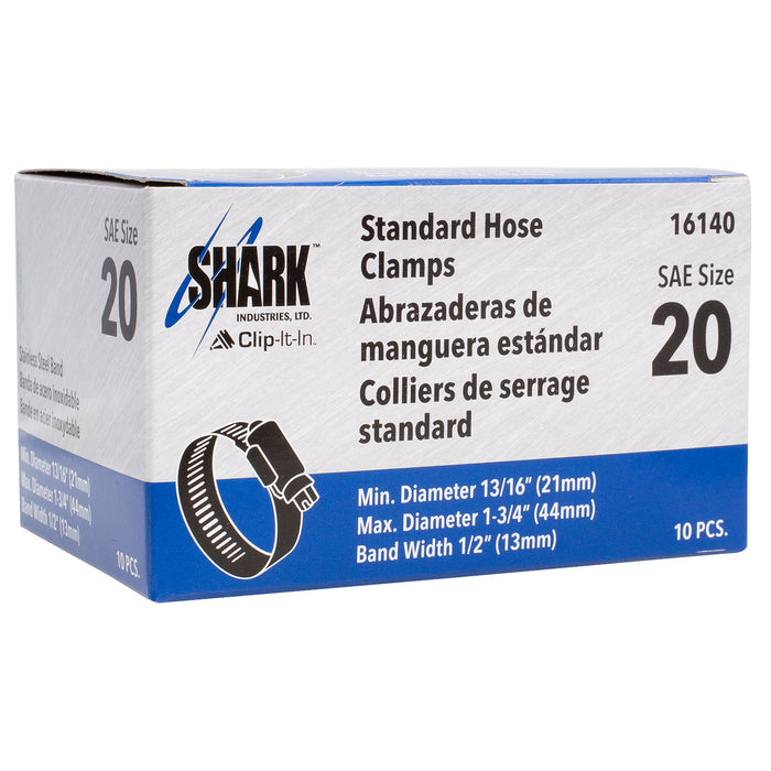 Hose Clamp - #20, Standard, Ventilated, Stainless - 10pk
