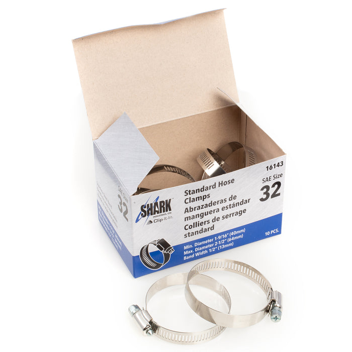 Hose Clamp - #32, Standard, Ventilated, Stainless - 10pk