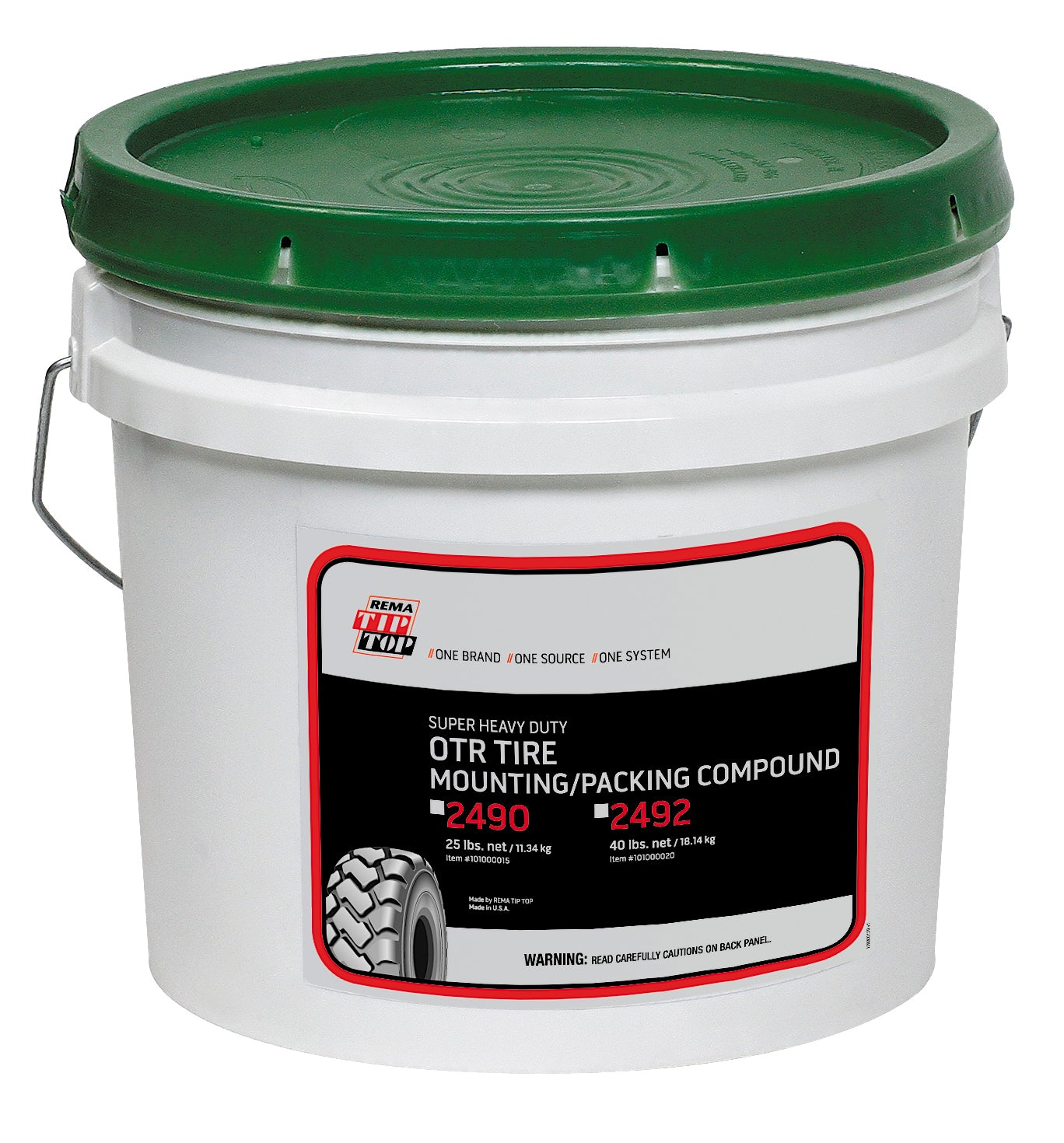 Rema 2490 Tire Mounting Lube, OTR Bead Packing Compound- Green Lid (25 lb)