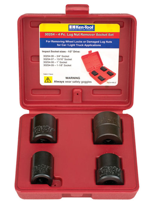4 Pc Lug Nut Remover Impact Socket Set
