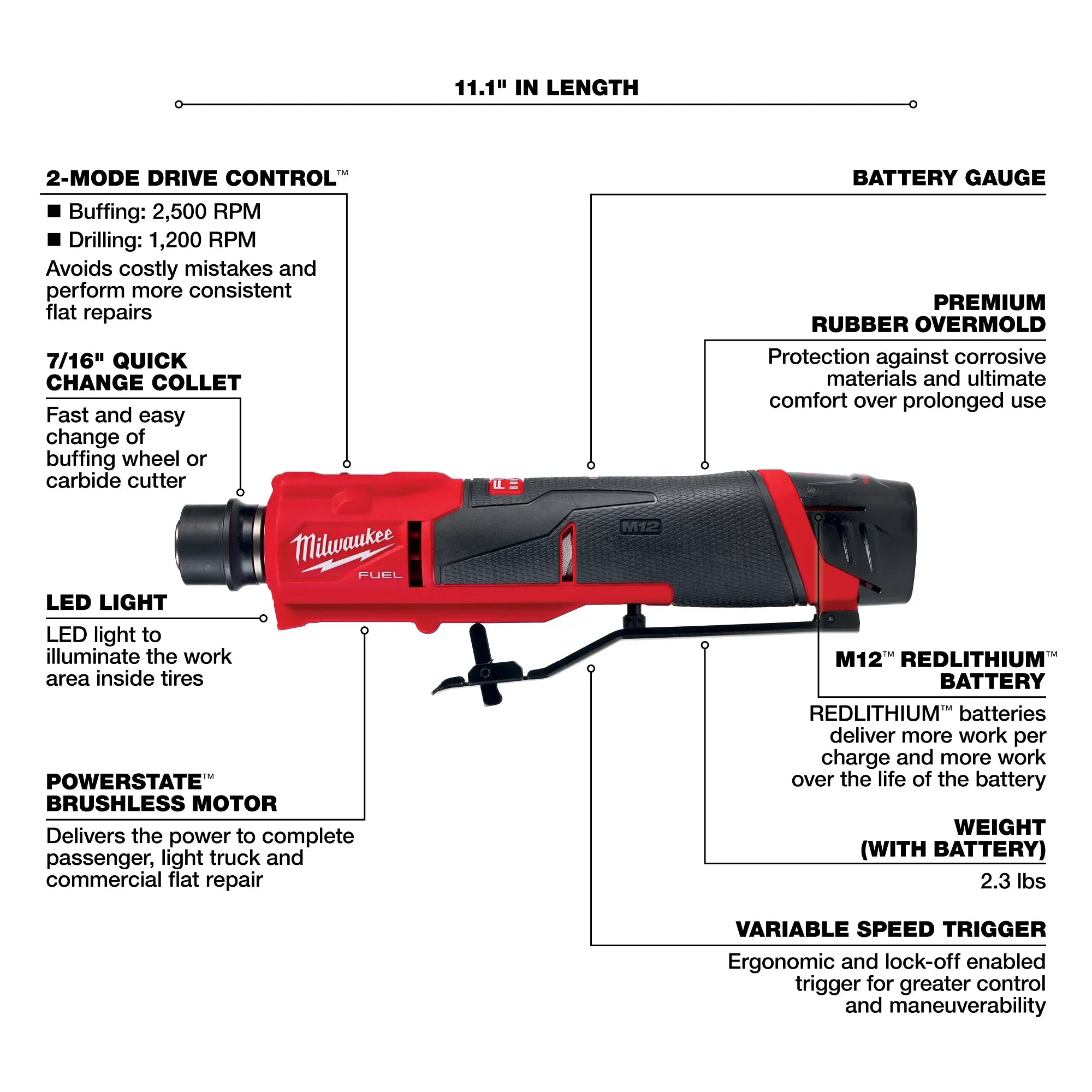 Milwaukee M12 FUEL Low Speed Tire Buffer Kit