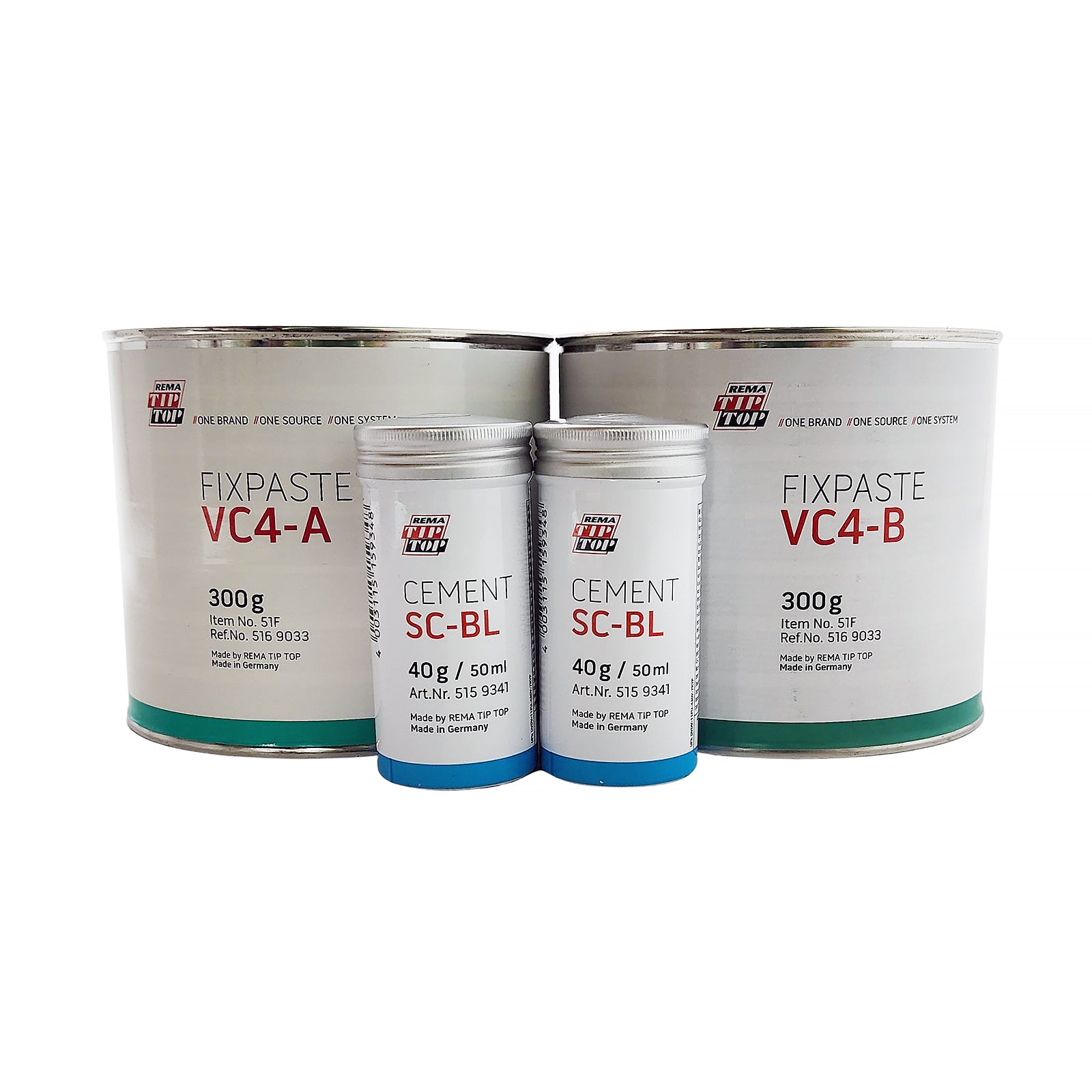 Rema 51F Vulcanizing Compound, 300 gm each of A & B, 40 gm Blue Cement - Flammable