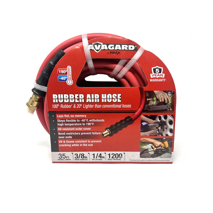 Avagard Air Hose - 3/8" x 35' 3/8" MPT w 1/4" Reducer - 300 PSI