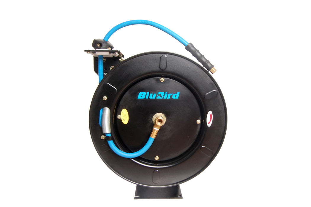 Blu-Bird Air Hose Reel - 3/8" x 50' 3/8 MPT w/ 1/4" Reducer - 300 PSI