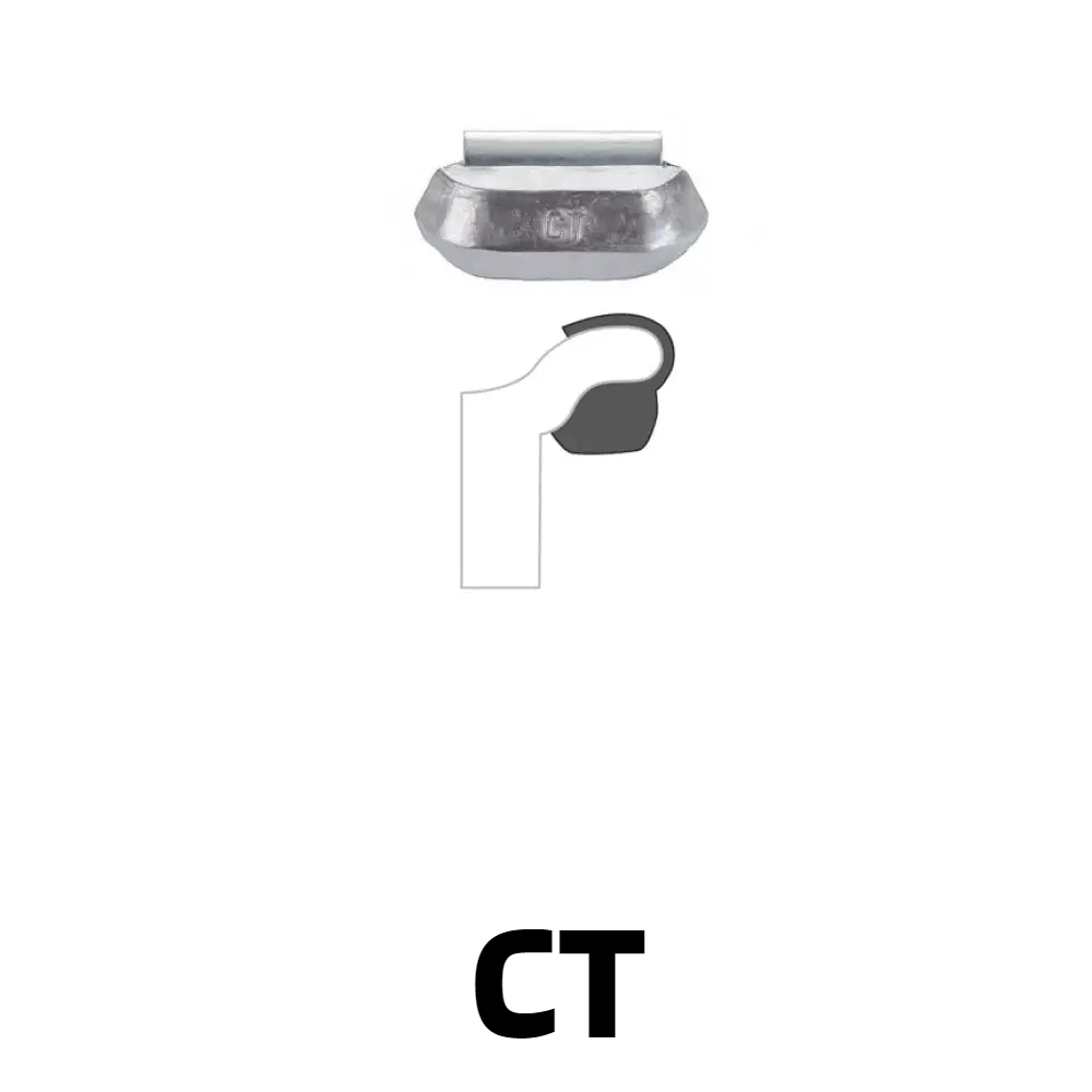Zinc Clip-On Wheel Weights - CT Profile - 2 oz - Uncoated Heavy Duty