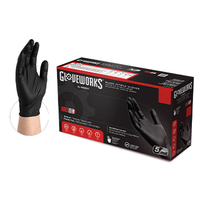 5mil Nitril Gloves w/ Texture - Black, Small