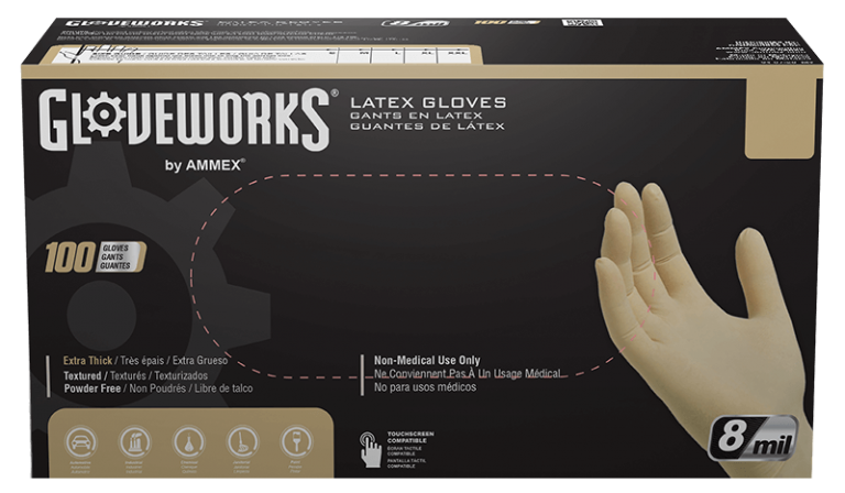 8mil Latex Gloves w/ Texture - Cream/White - Xlarge