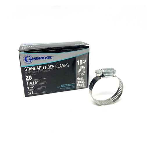 #20 - 13/16 TO 1-3/4 STANDARD HOSE CLAMP (Box of 10)