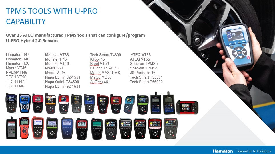 Hamaton H47 TPMS Tool with OBDII and 20 U-Pro Hybrid Sensors (Bundle) - Snap-in Valve