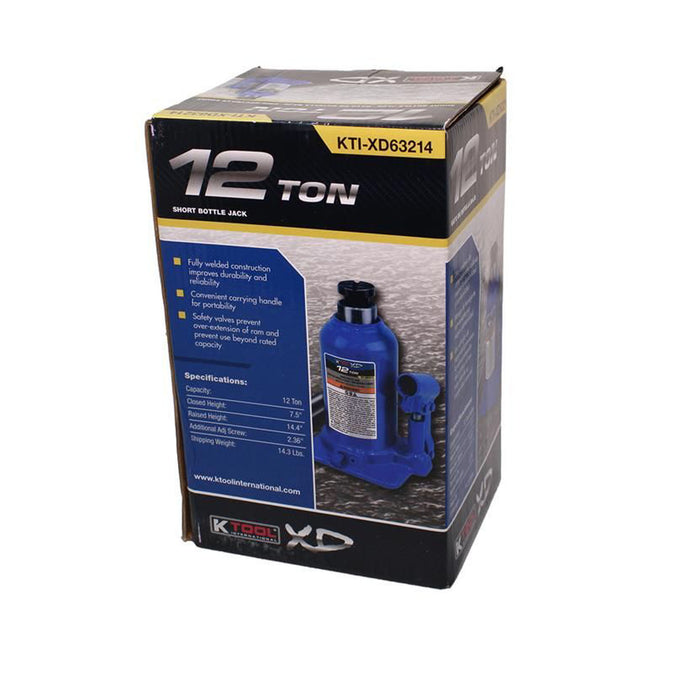 K-Tool 12-Ton Short Bottle Jack (Welded)