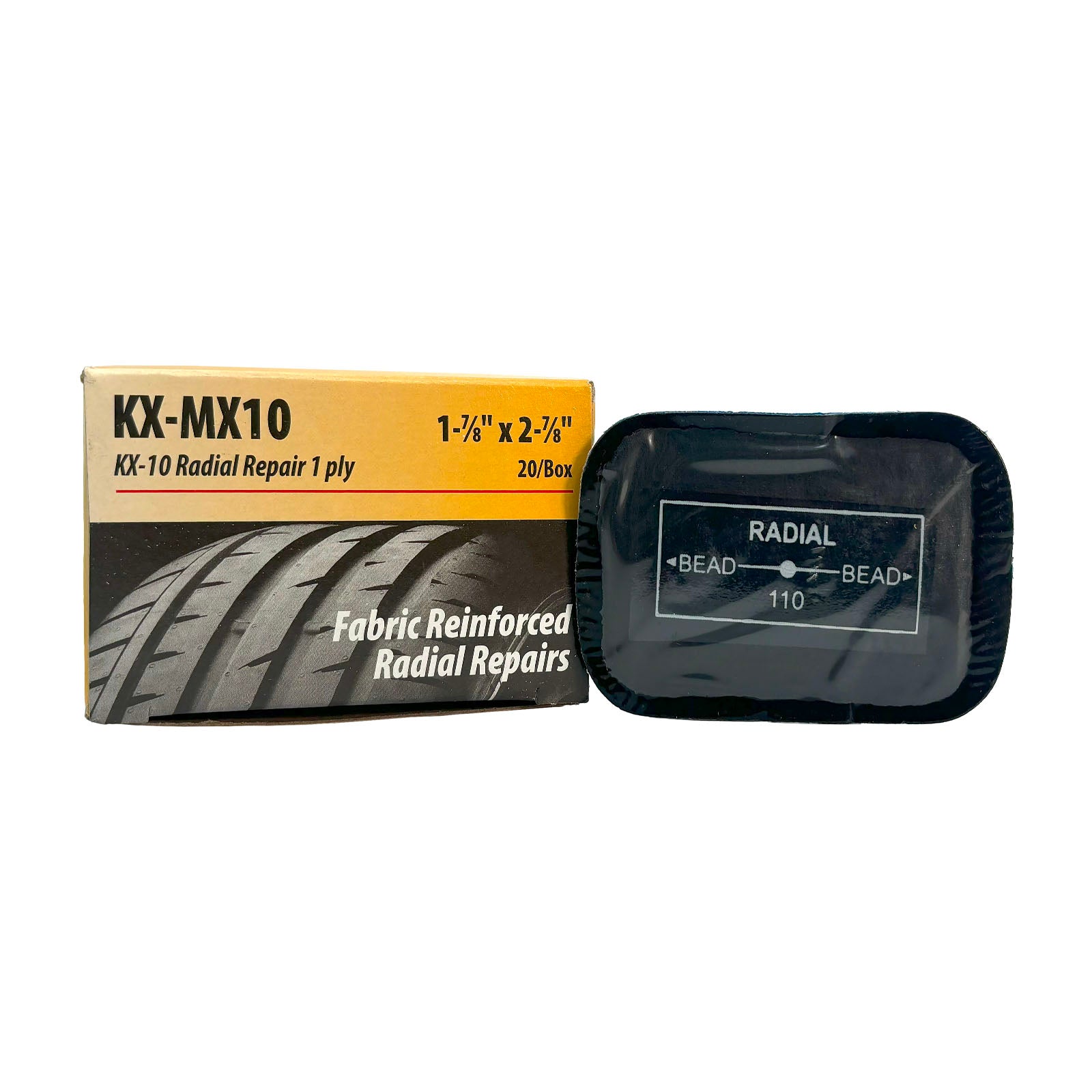 Kex MX-10 Radial Tire Repair Unit, 2" x 3", 1 Ply (20 bx)
