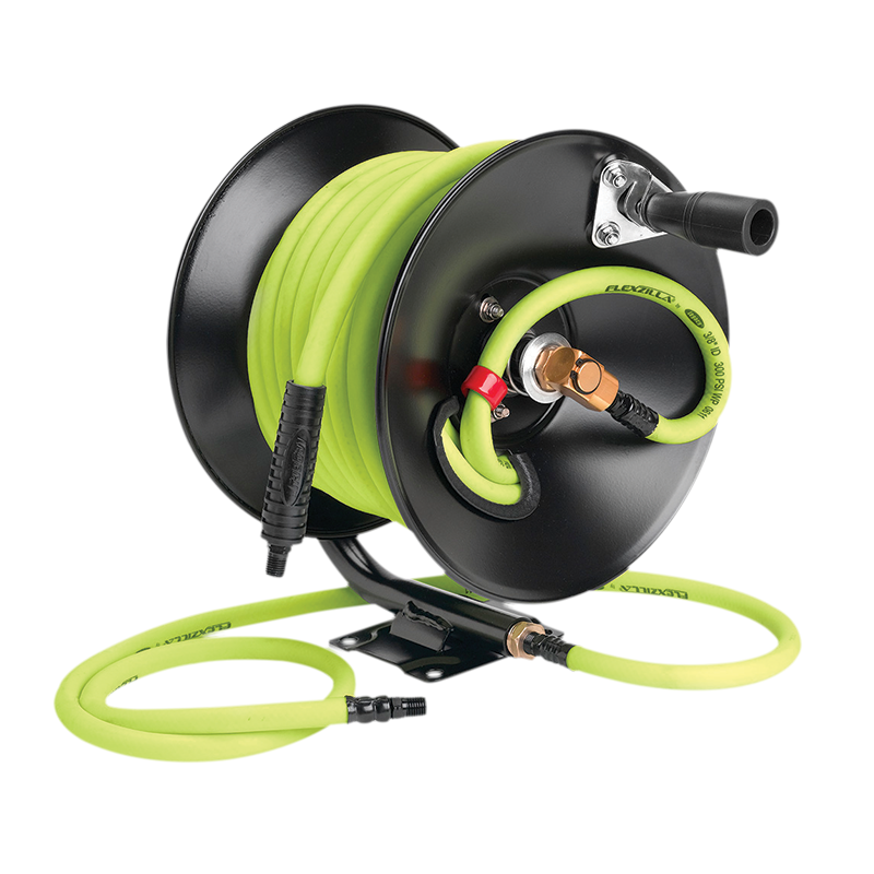 Manual Air Hose Reel, Fixed, Heavy-Duty, 3/8" x 50'