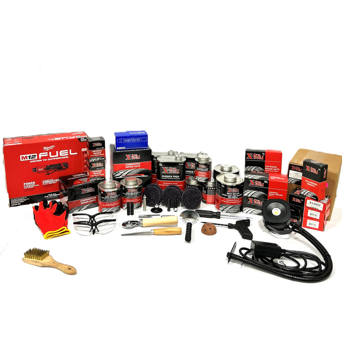 MT-RSR - XtraSeal - Tire Repair Toolbox, w/ Worklight, Tire Spreader, Milwaukee Buffer Kit