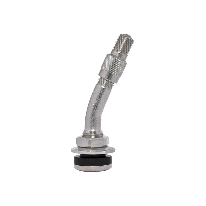 Dill VS-962WZ Tire Valve for Ford - w/ Inflate Thru Cap - Chrome, 23 Bend