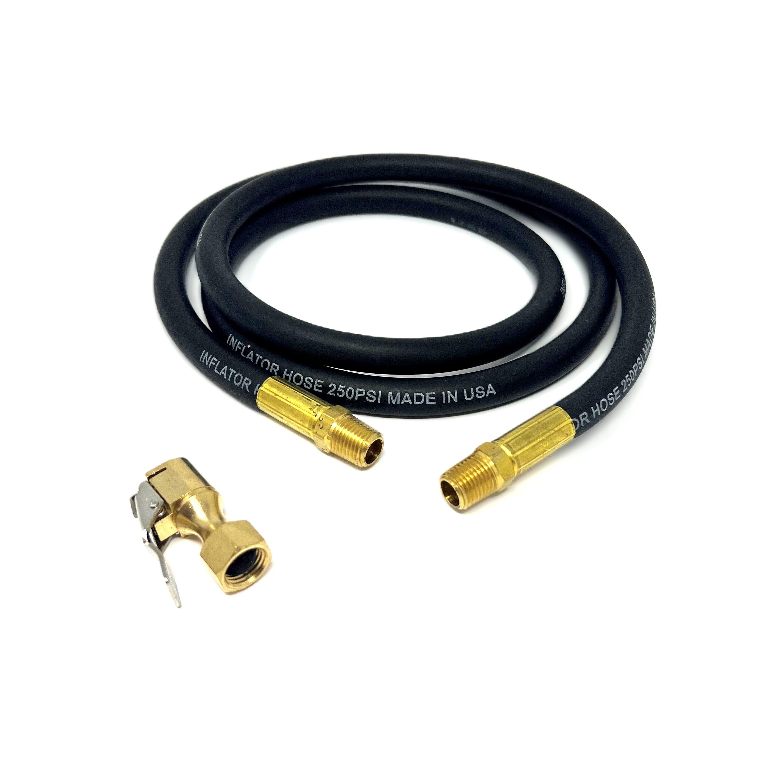 60" Inflator Hose Assembly (1/4" Male NPT Both Sides) With 203 Euro Chuck