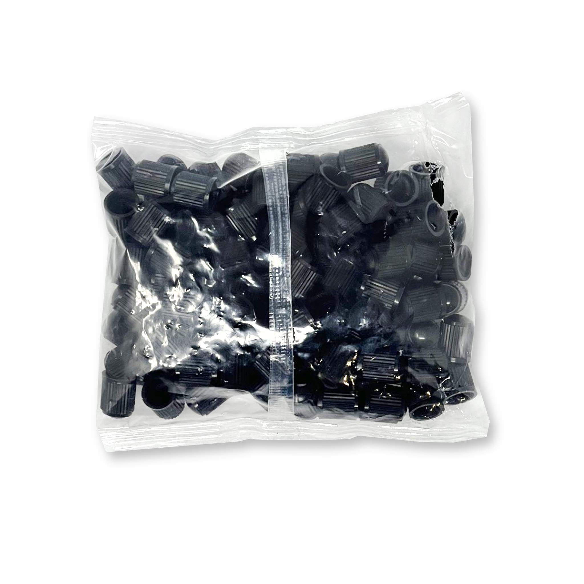 Black Plastic Valve Caps with O-ring  500/box