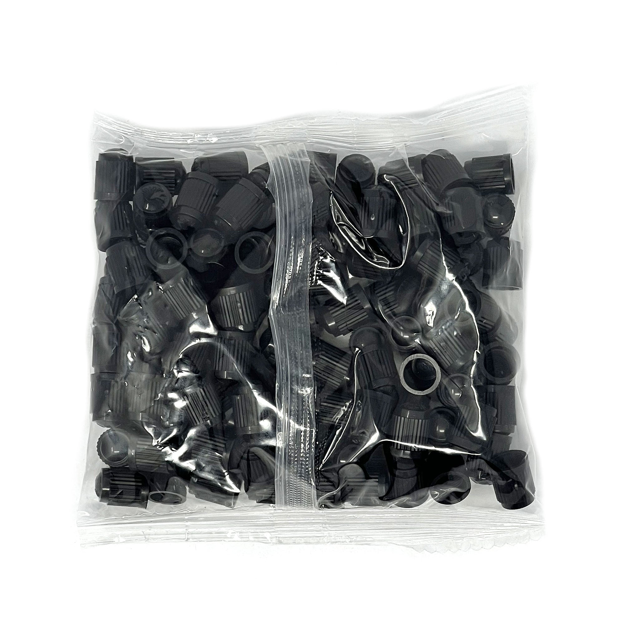 Black Plastic Valve Caps with O ring  500/box