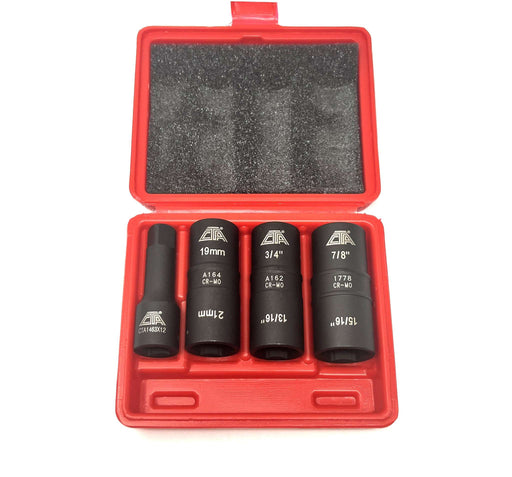 4 Pcs 1/2in. Drive Flip Socket Set With 3” Extension