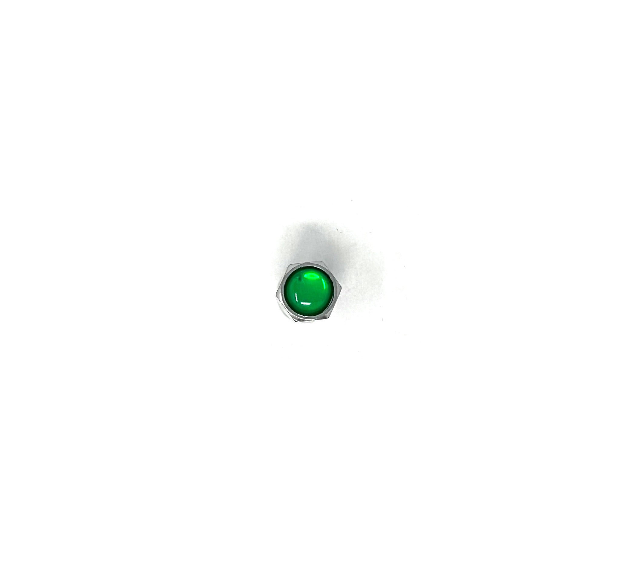 Chrome Plastic Hex Valve Cap with Green Top (100/Box)