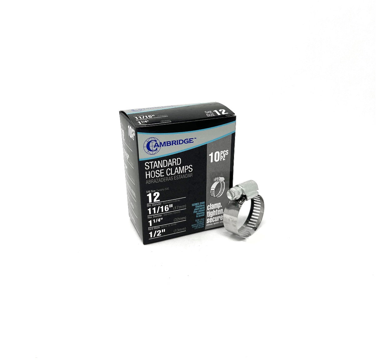 #12   11/16 TO 1 1/4 STANDARD HOSE CLAMP (Box of 10)