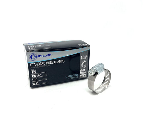 #16   13/16 TO 1 1/2 STANDARD HOSE CLAMP ( BOX OF 10 )