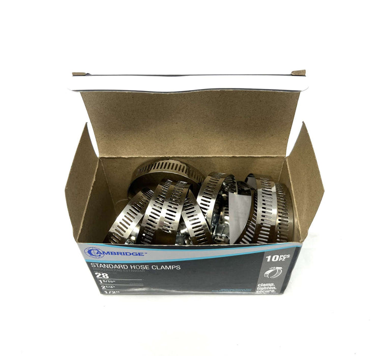 #28   1 5/16 TO 2 1/4 STANDARD HOSE CLAMP (Box of 10)