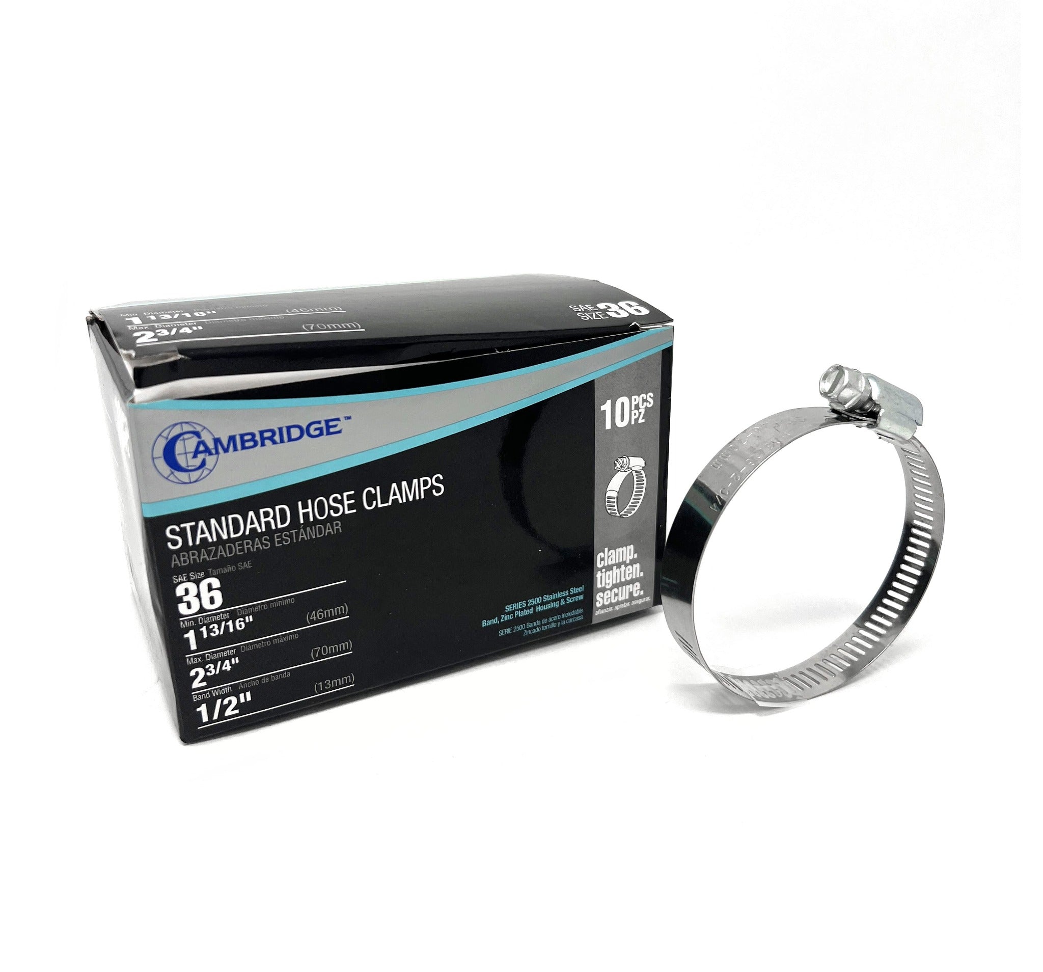 #36 1 13/16 TO 2 3/4 STANDARD HOSE CLAMP (Box of 10)