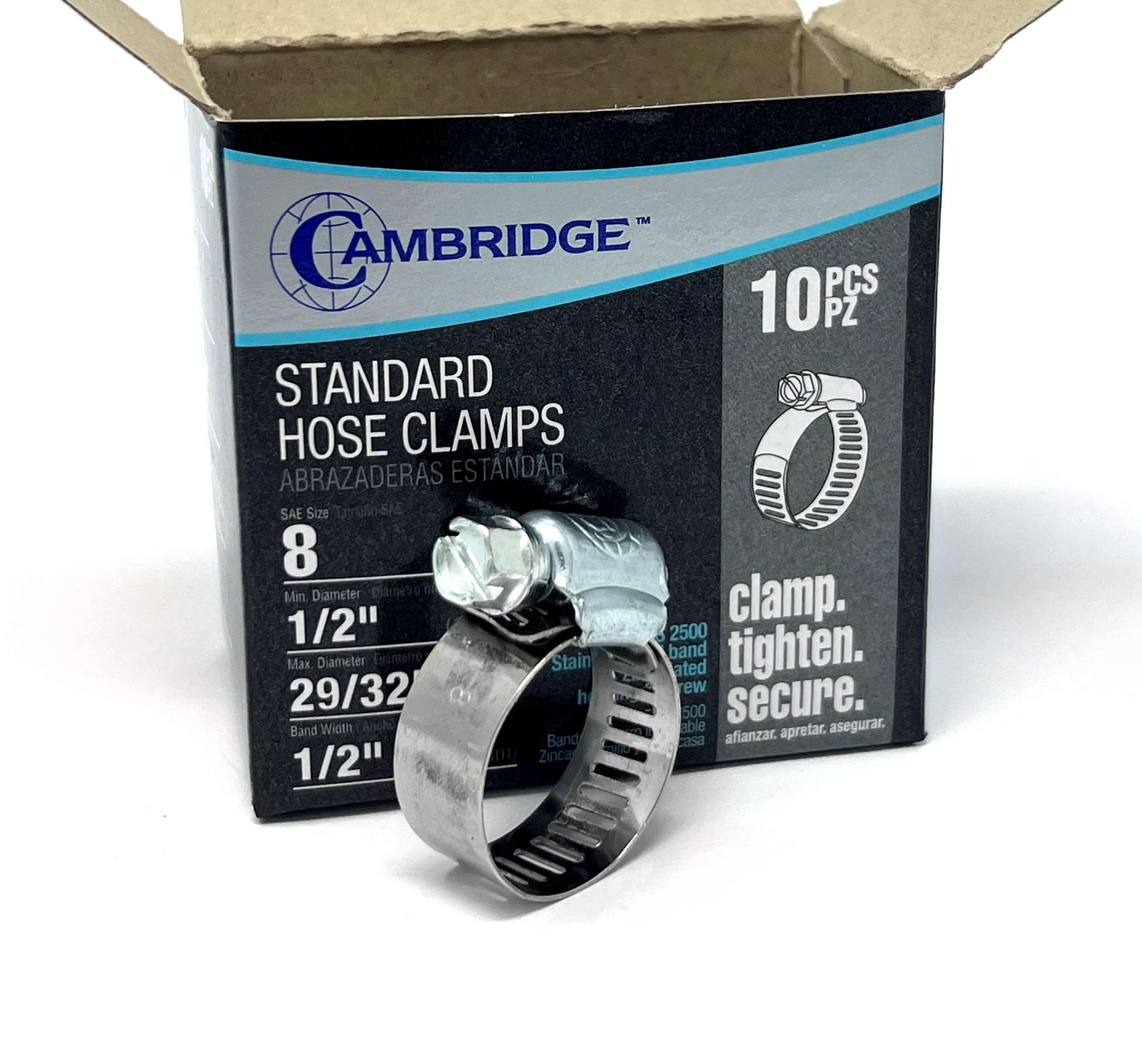 #8   1/2 TO 29/32 STANDARD HOSE CLAMP (Box of 10)