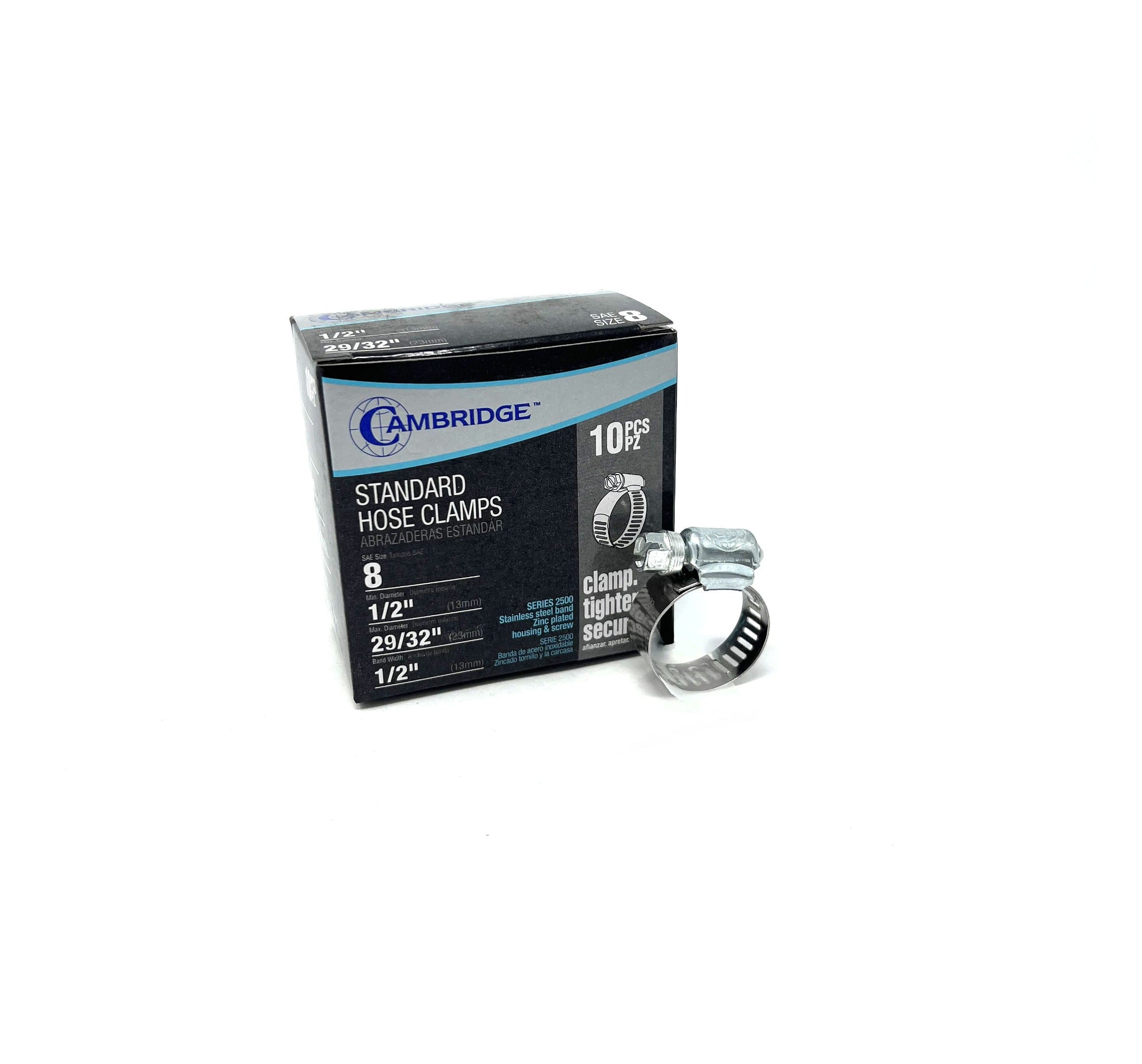 #8   1/2 TO 29/32 STANDARD HOSE CLAMP (Box of 10)