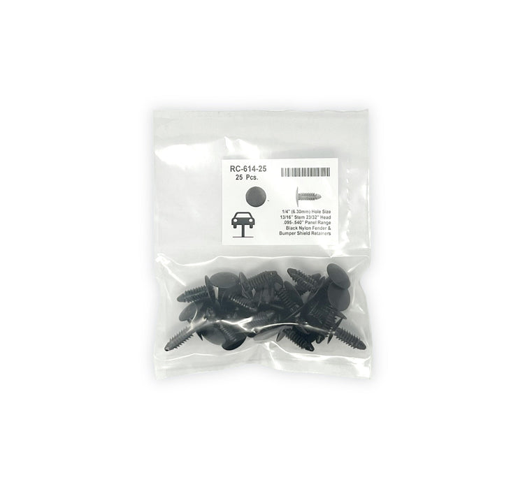 Black Universal Nylon Shield Retainer Head Diameter 11/16", Stem Diameter 5/16",  Stem Length 13/16" GM # 1605396 (Pack of 25
