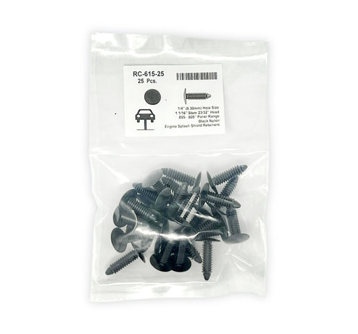 Black Universal Nylon Shield Retainer Head Diameter 11/16", Stem Diameter 5/16",  Stem Length 1 1/16" GM # 10121502 (Pack of 25)