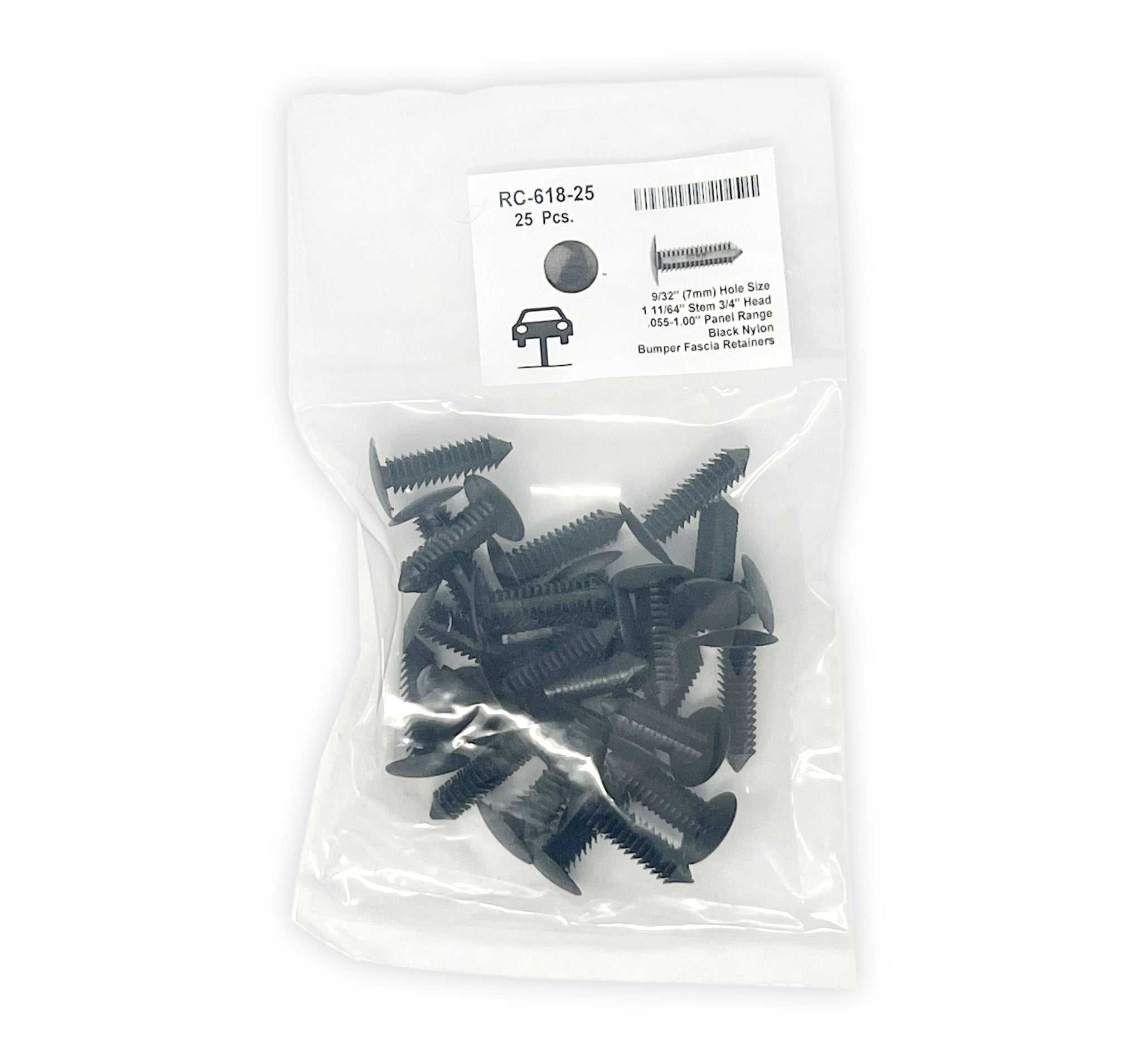 thumbnail image 2 of Disco Black Nylon Shield Retainers – 5/16" (7.8mm) Hole, 25 Pack – Replaces GM 15975244 2 of 6