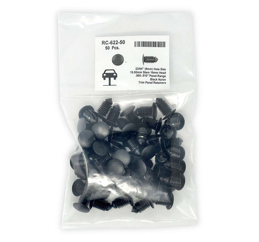 Black Universal Nylon Trim Panel Retainer Head Diameter 5/8", Stem Diameter 3/8", Stem Length 3/4"  Ford # N807721 S (Pack of 50)