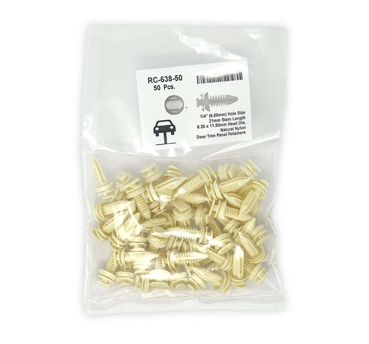 Natural Nylon Door Panel Ret   6.5mm Hole Size 21mm Stem Lgth (Pack of 50)