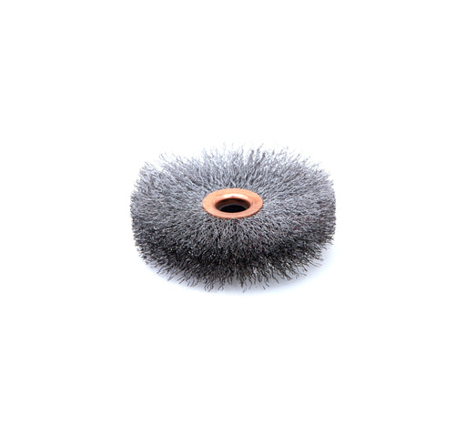 3” (75mm) Crimped Wire Wheel 3” 5/8” Face X 1/2″ Arbor Hole Fine .008 Wire